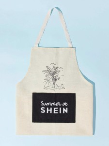 SHEIN Logo & Plants Print Apron