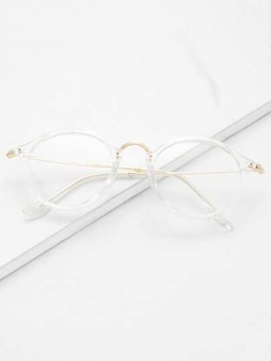Transparent Frame Metal Top Bar Glasses