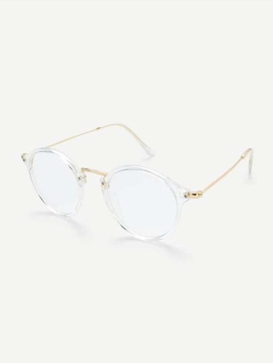 Transparent Frame Metal Top Bar Glasses
