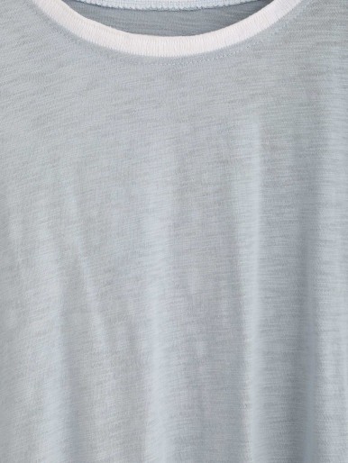 Grey Contrast Trim T-shirt With Tassel Detail