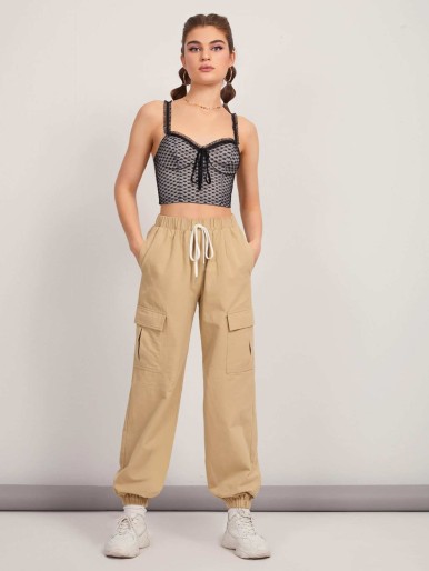 SHEIN Essnce Knot Front Boot-cut Sweatpants