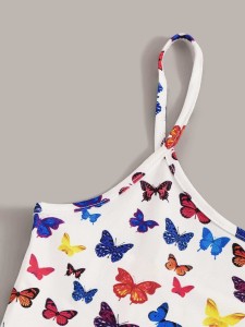 Multicolored Butterfly Print Cropped Cami Top