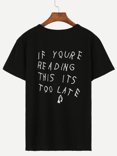 Sentence Print Drop Shoulder T-shirt