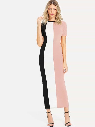 SHEIN Cut And Sew Slit Back Fitted Dress
