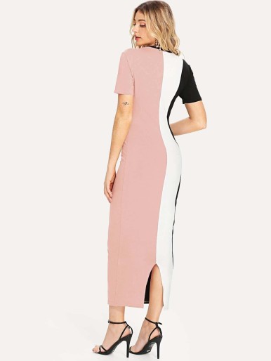 SHEIN Cut And Sew Slit Back Fitted Dress