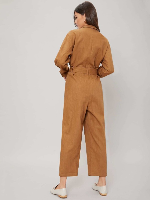 MOTF PREMIUM 100% LINEN CHEST POCKET SHIRT JUMPSUIT