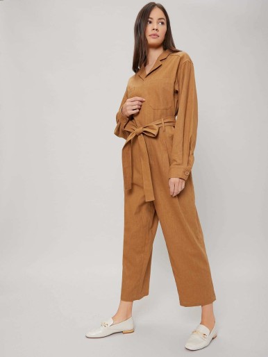 MOTF PREMIUM 100% LINEN CHEST POCKET SHIRT JUMPSUIT