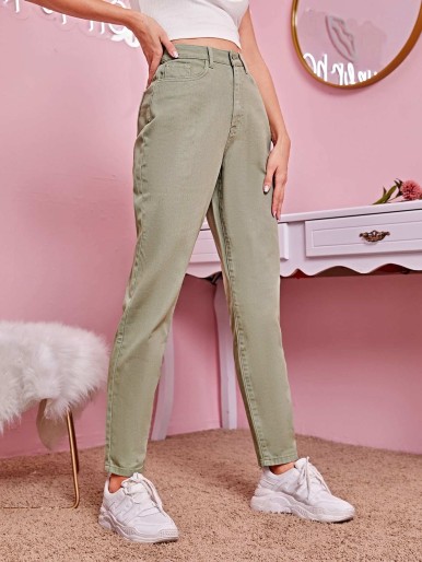 SHEIN Solid Tapered Jeans