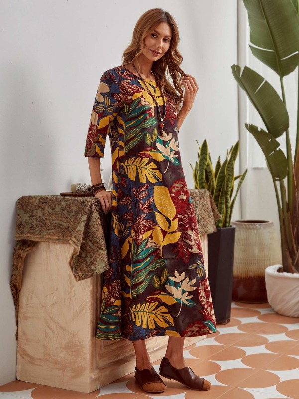 EMERY ROSE Plants Print Tunic Dress