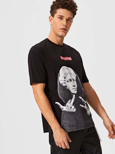 SHEIN Men Figure & Letter Graphic Tee