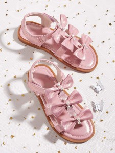 Toddler Girls Bow Decor Velcro Strap Sandals