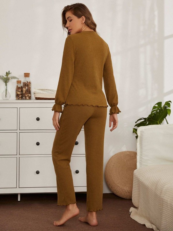 Solid Rib-knit Lounge Set