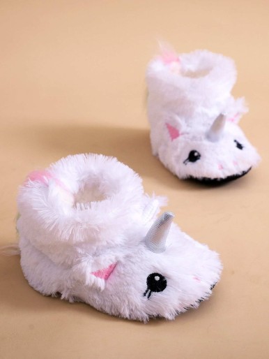 Baby Girl Unicorn Design Fluffy Boots