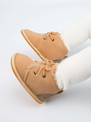 Baby Girl Lace Up Front Warm Ankle Boots