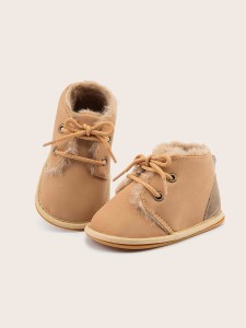 Baby Girl Lace Up Front Warm Ankle Boots