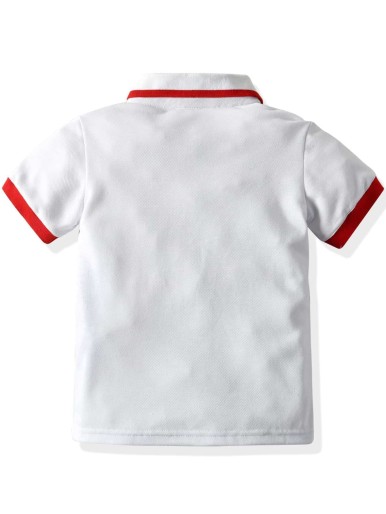 Toddler Boys Contrast Binding Pocket Patched Polo Shirt