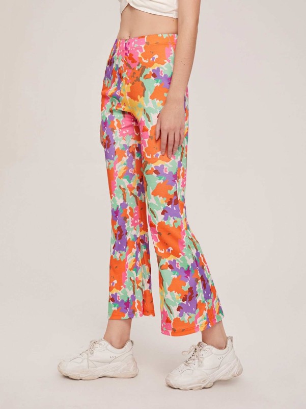 SHEIN Tie Dye Flare Leg Pants