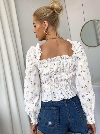 Schiffy Floral Print Peplum Blouse