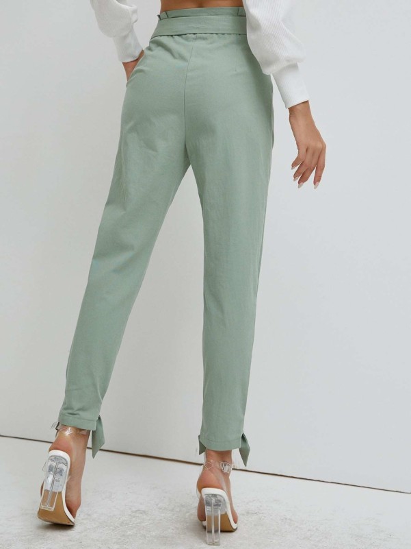 SBetro High Waist Belted Cropped Pants