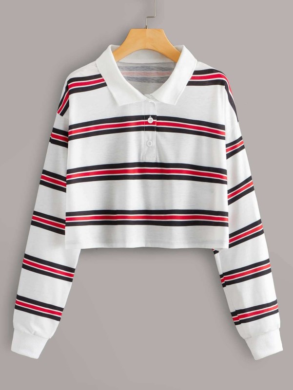 Cropped striped clearance polo shirt