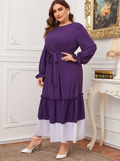 Shein Ladiess Dress. Plus Size. Party With Lace. Purple. Pleated