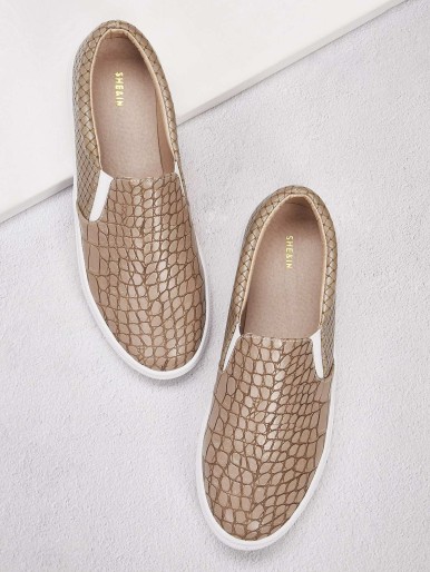 Croc Embossed Slip On Sneakers