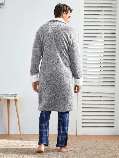 Men Pocket Front Flannel Robe