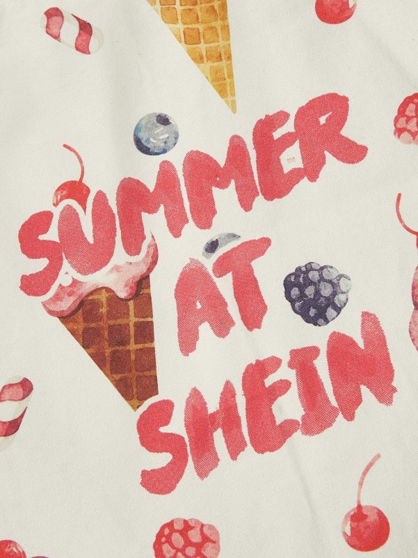 SHEIN Ice Cream Print Canvas Tote Bag