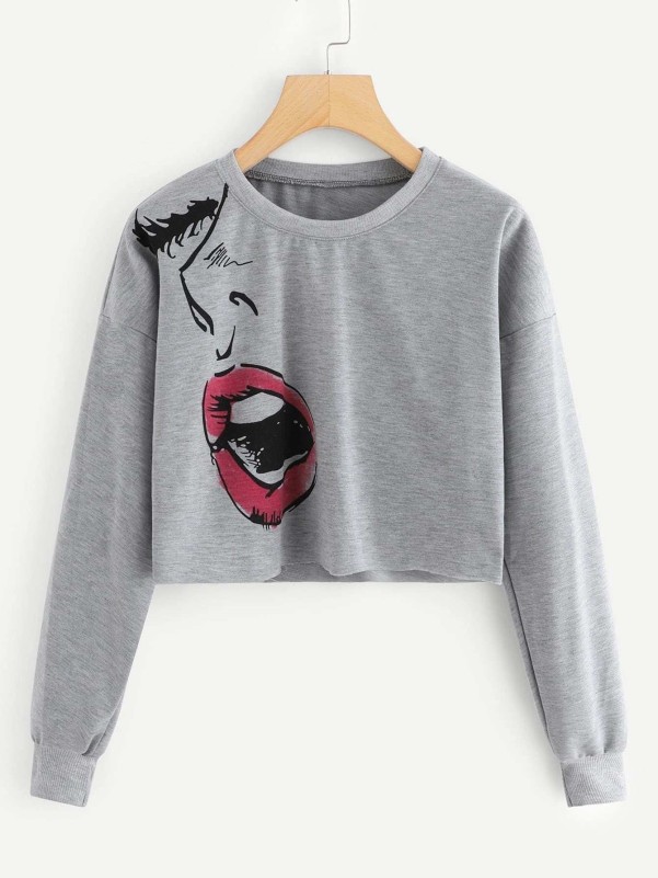 Drop Shoulder Figure Print Sweatshirt