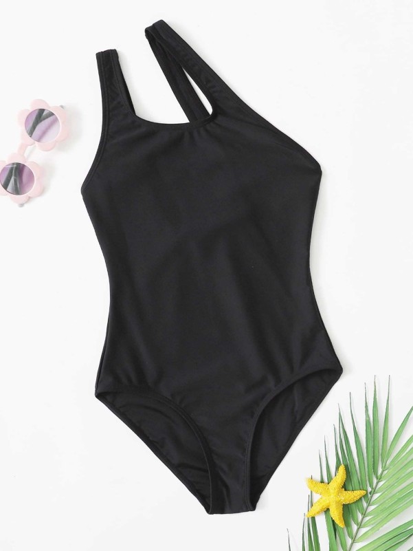 Girls One Shoulder One Piece Swimsuit