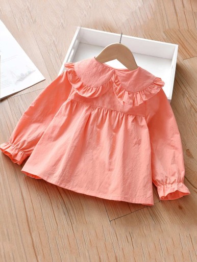 Toddler Girls Peter Pan Collar Flounce Sleeve Blouse