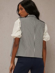 SHEIN Double Button Striped Vest Blazer