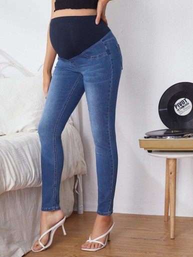 SHEIN Maternity Pocket Stretchable Jeans