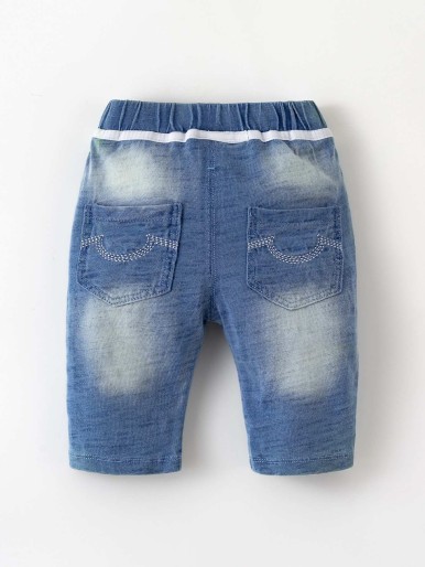 Toddler Girls Washed Elastic Waist Denim Shorts