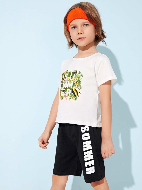 Letter Graphic Tee & Shorts