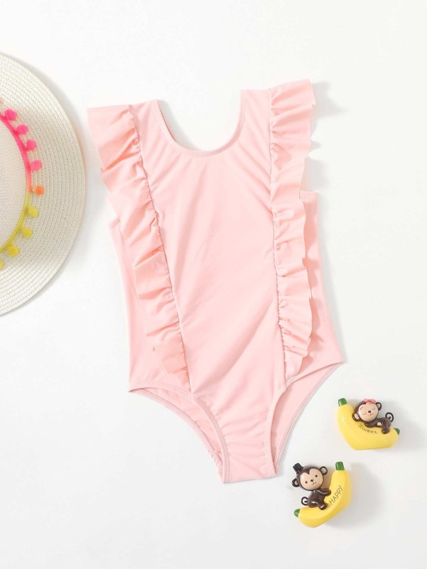 Toddler Girls Ruffle Trim One Piece Swimsuit