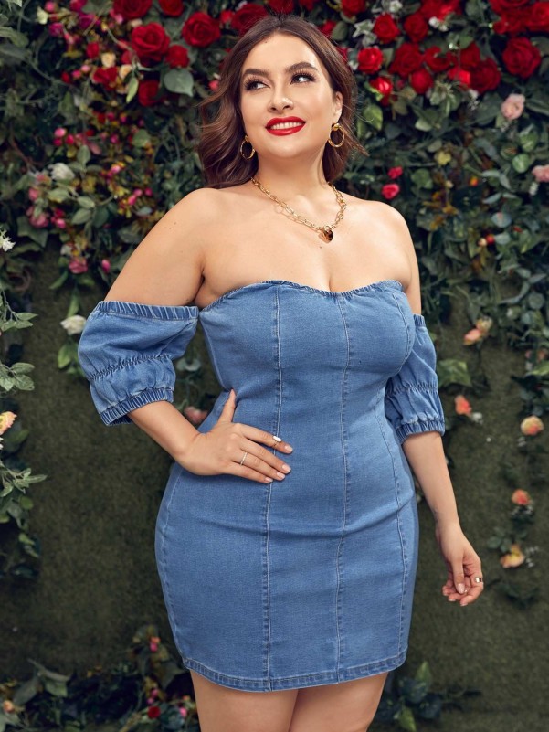 Off shoulder jean sales dress