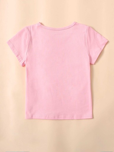 Toddler Girls Strawberry & Letter Graphic Tee