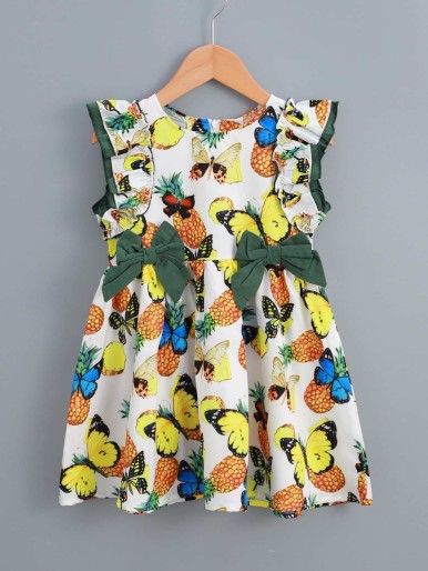 Toddler Girls Butterfly & Pineapple Print Dress