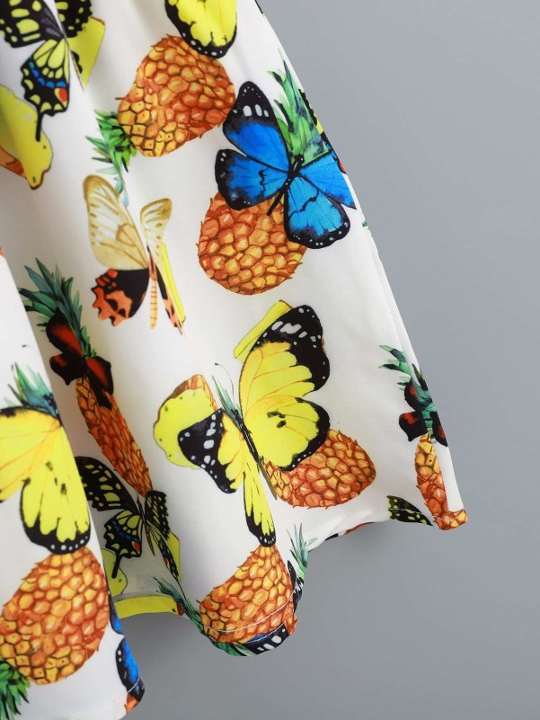 Toddler Girls Butterfly & Pineapple Print Dress