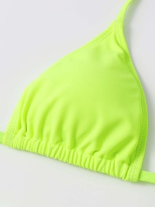 3pack Neon Lime Halter Bikini Swimsuit & Beach Shorts