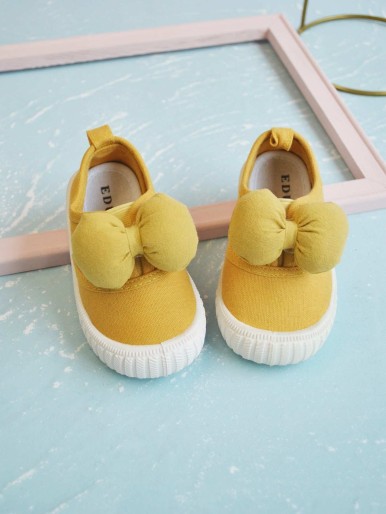 Toddler Girls Bow Decor Canvas Shoes