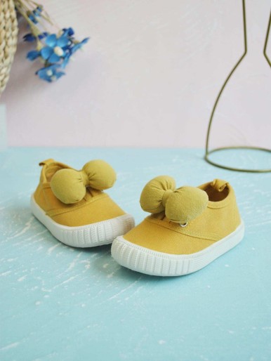 Toddler Girls Bow Decor Canvas Shoes