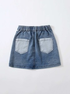 Toddler Girls Button Front Spliced Denim Skirt