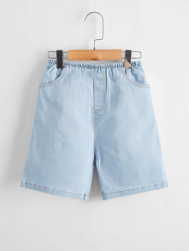 Toddler Girls Elastic Waist Denim Shorts