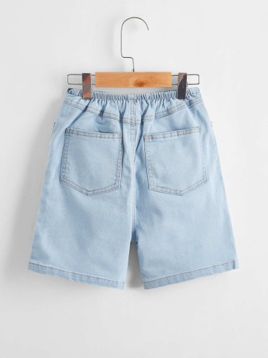 Toddler Girls Elastic Waist Denim Shorts