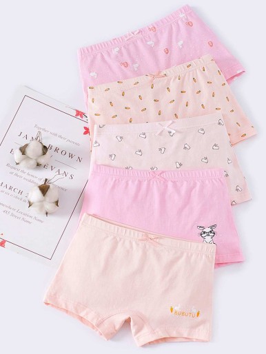 Toddler Girls 5 Pack Rabbit And Carrot Print Panty Set