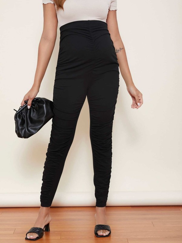SHEIN Maternity Ruched Stacked Leggings