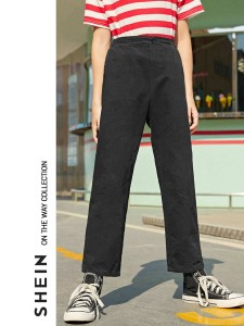 SHEIN Boys Button Detail Straight Pants