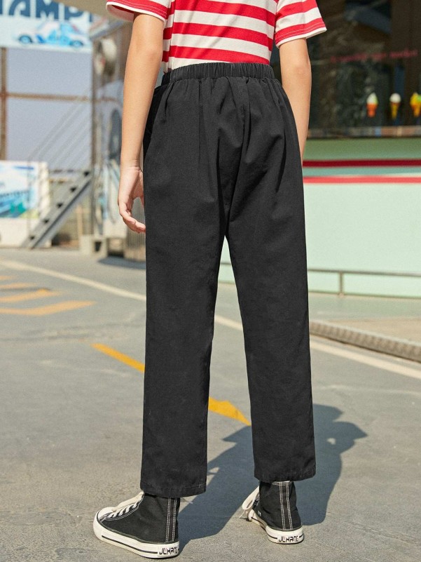 SHEIN Boys Button Detail Straight Pants